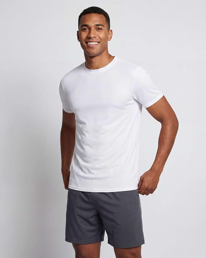5 Pack Men's Dry Fit Short Sleeve T-Shirt Gym Workout Athletic Running Tee | Cooling, Moisture-Wicking, Crew Neck, Quick-Dry, Breathable, Active, Exercise, Fitness, Basketball, Cycling, Hiking, Tennis