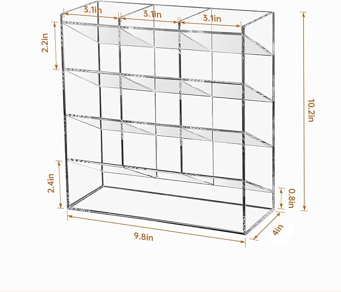 BEYGORM Acrylic Vertical Marker Organizer for 150 Markers, Desk Orgaizer | 13 Compartments Clear Angled Pen & Pencil Holder, Large Stationery & Art Supply Storage for School (10.2 x 9.8 x 4 Inch)