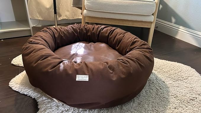 Organic Cotton Canvas Dog Bed: Removable Cover, Natural Fill - Made in USA (Dark Brown, XX Large 50" x 8" inches)