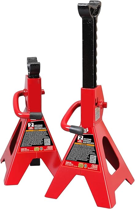 Big RED AT42002R-2 Torin Steel Car Jack Stands (1 Pair): 2 Ton (4,000 lb.) Capacity, Red