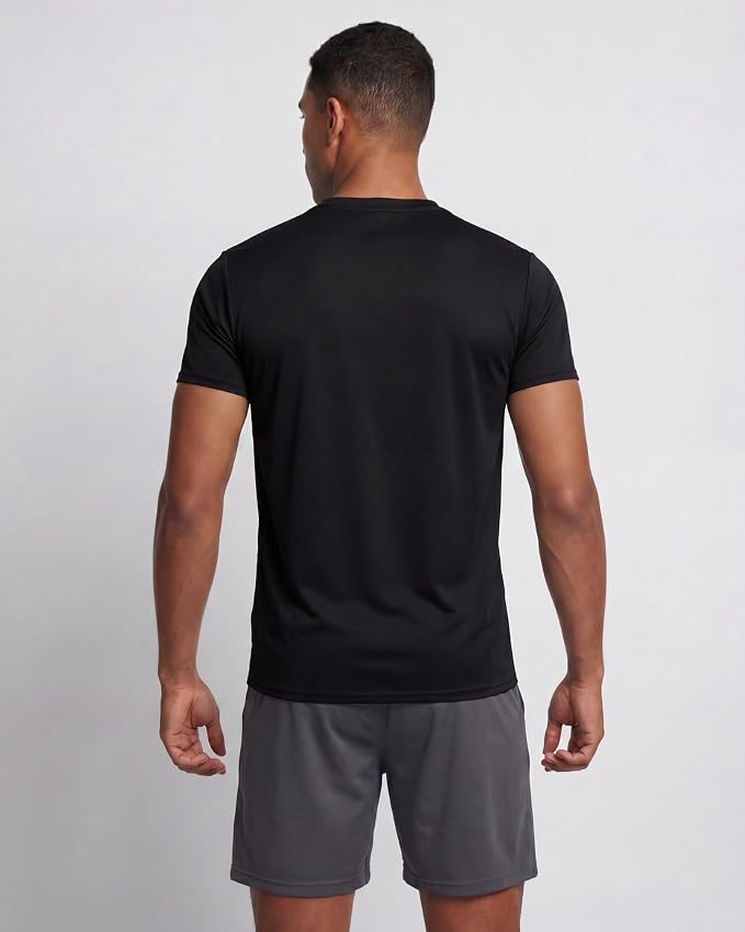5 Pack Men's Dry Fit Short Sleeve T-Shirt Gym Workout Athletic Running Tee | Cooling, Moisture-Wicking, Crew Neck, Quick-Dry, Breathable, Active, Exercise, Fitness, Basketball, Cycling, Hiking, Tennis