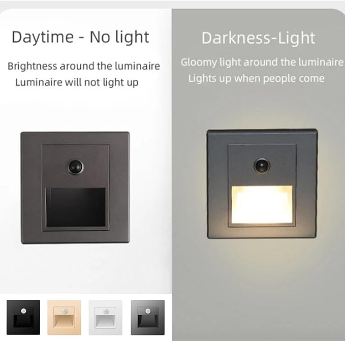 4 Pack Recessed Motion Detector Sensor Led Stair Light Wall Lamp Sconce Lighting Step Stairway Aisle Lamps Basement Passage Footlights