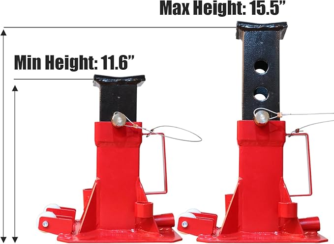 TCE ATZ70006PU Torin Heavy Duty Jack Stands: Pin Style Jack Stand with 2 Casters and Handle, Easily Portable Car Stand for Car SUV, Truck and Pick Up, 7 Ton (14,000 lb) Capacity, Red