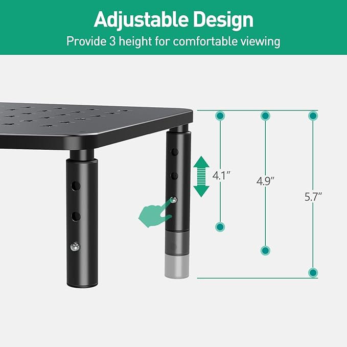 Zimilar 2 Pack Monitor Stands Risers, 3 Height Adjustable Monitor Riser | for Laptop, Printer, iMac, PC, Premium Metal Monitor Stand Riser for 2 Monitors