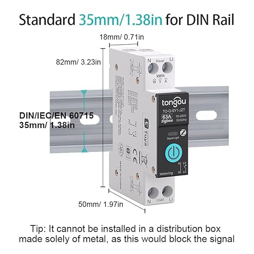 ZigBee DIY Smart Switch 63A| DIN Rail Switch| 1P+N 90-240VAC| Real-time Power Monitoring| Remote Control and Set Timer for Home Automation| Support Tuya/Smart Life| Voice Control| FCC Certified