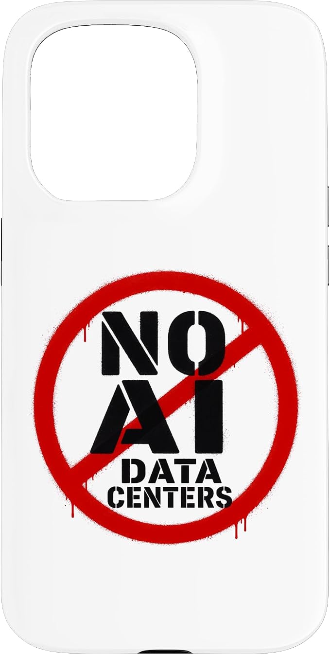 No AI Data Centers ��� Simple Minimal Spray Paint Style Text Case for iPhone 15 Pro