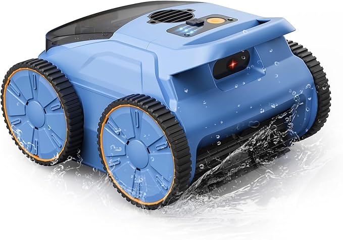 Cordless Robotic Pool Cleaner, 180 Mins Runtime Self-Parking Pool Vacuum for Above Ground Pools, Wall Climbing Automatic Pool Robot - NOT Suitable for Pools with Sharp Steps/Raised Drains