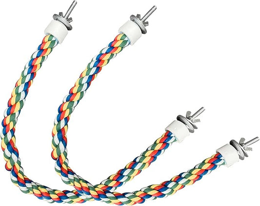 2PCS Bird Rope Perches, Colorful Cotton Parrot Toys Comfy Perch for Rope Bungee Bird Toy 21 Inch