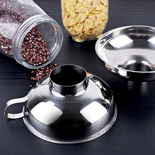Set of 2 Pcs Mason Jar Funnel Set - Stainless Steel Canning Funnel with Handle for Wide and Regular Jars