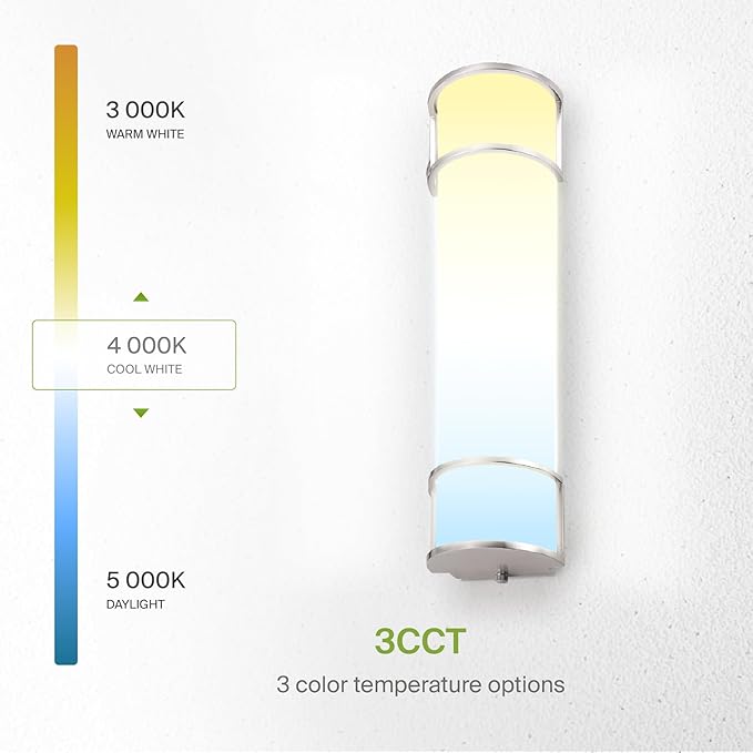ASD LED 24" Vanity Flush Mount Light Fixture, Linear Bathroom Lighting Bar | 3CCT, Dimmable, ETL Listed | 25W 2600LM 3000-5000K 100-277V | Long Tube Bath Wall Sconce Over Mirror | Nickel, 4 Pack