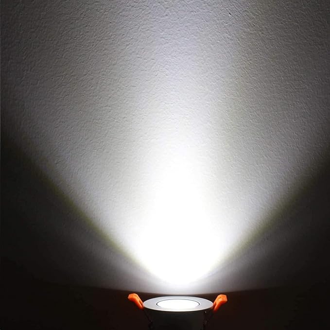 LightingWill 2inch LED Dimmable Downlight, 3W COB Recessed Ceiling Light, Daylight White 5500K-6000K, CRI80, 25W Halogen Bulbs Equivalent, Black (10 Pack)