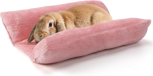 Alphatool 15.7" x 14" Soft Bunny Bed - Rabbit Bed, Warm Cuddle Cushion Plush Mat for Guinea Pig, Ferret, Small Animal - Pink