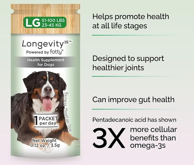 Yummy Combs Longevity15 – C15:0 – Fatty Acid Health Supplement for Dogs – Healthy Pet Supplies – for Small Dogs, 3 Pack
