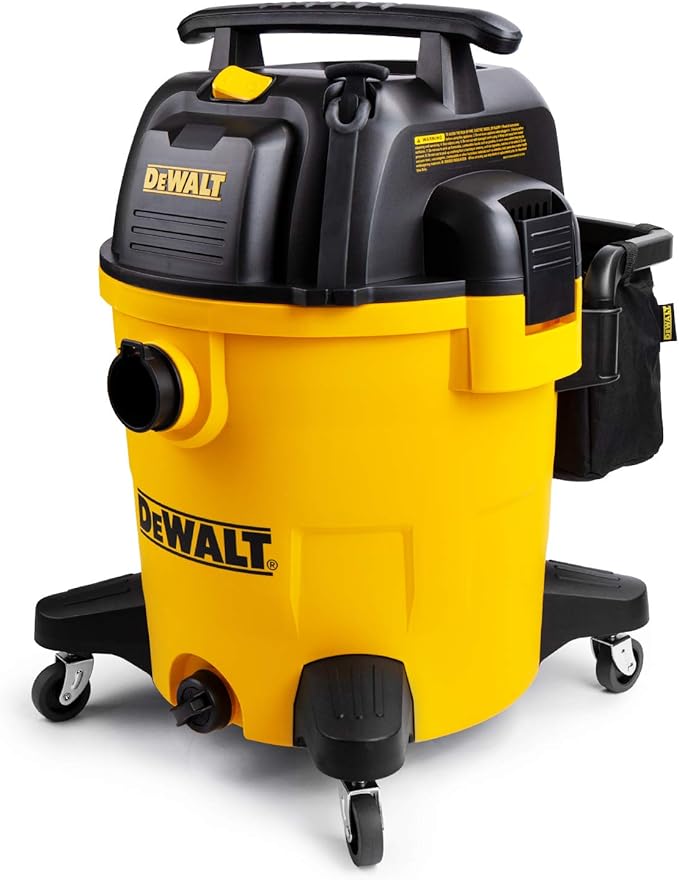 DEWALT 12 Gallon Poly Wet/Dry Vac, 5.5 HP Shop Vacuum Wet Vacuum Cleaner for Workshop, Jobsite, Commericial Area, Large Pick-Up Capacity, Yellow,DXV12P