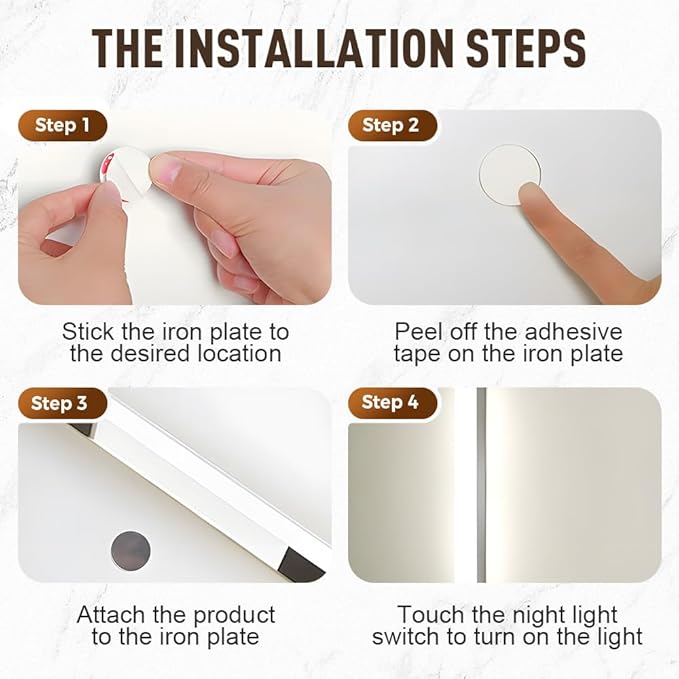 Punch-Free Smart Sensor Magnetic Rechargeable LED Lights, 2026 Upgraded Lntelligent Motion Sensor Light Strip, 3 Colors-Dimmable, Under Cabinet Lighting Wireless (2, Warm Light, 10cm/3.9in)