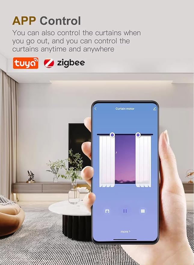 ZigBee 3.0 Smart Curtain Track System, 2.0N.m Quiet Brushless Motor, Hidden Automatic Curtain Opener with Remote, Alexa & Google Home, 132lb Heavy Duty, SX-X20 (3 meters (118.1 inches))