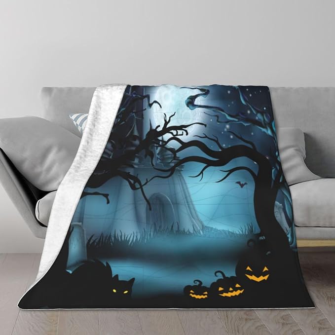 Cute Halloween Blankets for Kids/Teens/Women/Men/Adults, Spooky Blanket for Boy/Girls/Toddler, Fall Throw Blanket for Couch 40"x 60"