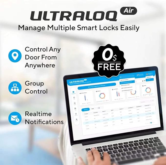 ULTRALOQ Latch 5 World's First Built-in WiFi Smart Lock with Fingerprint, 5-in-1 Keyless Entry Door Lock with Touch Digital Keypad, App Control, Black
