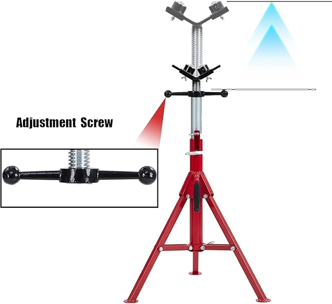 Garvee 2PCS Pipe Jack Stand, 2 Ball Transfer 2500 lb Capacity Pipe Stand, Adjustable Heavy Duty V-Pipe Stand for Welding, Portable Folding Legs 28-52 Inch Height Adjustable 1/8"-12"