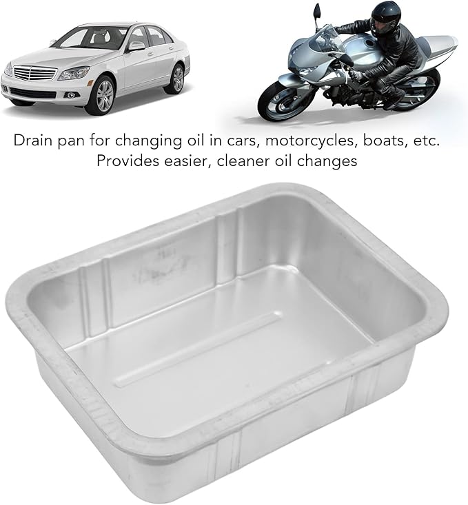 Hapivida Oil Drain Pan, Heavy-Duty Leakproof Metal Oil Change Container with Wide Opening 3-4L Capacity Universal Fit for Cars Motorcycles Boats Garage Maintenance