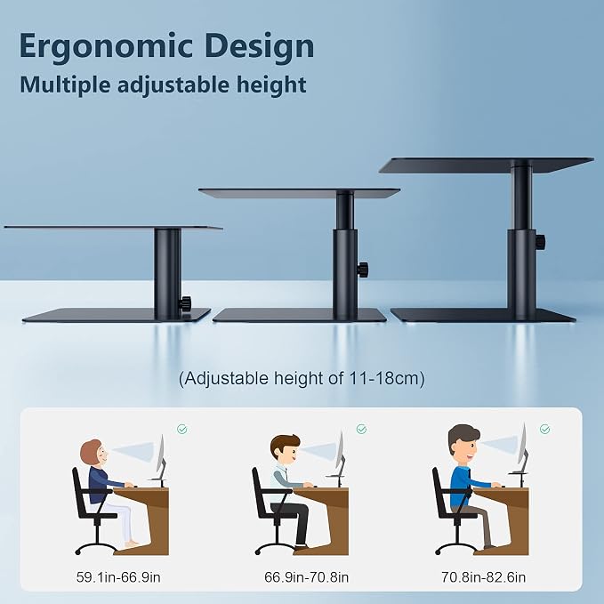 Nillkin Monitor Stand for Desk, Adjustable Height Computer Monitor Stand | Ergonomic Aluminum Computer Stand for Desktop | iMac, Studio Display XDR, Dell, HP, Lenovo, Other Screen Display | Black