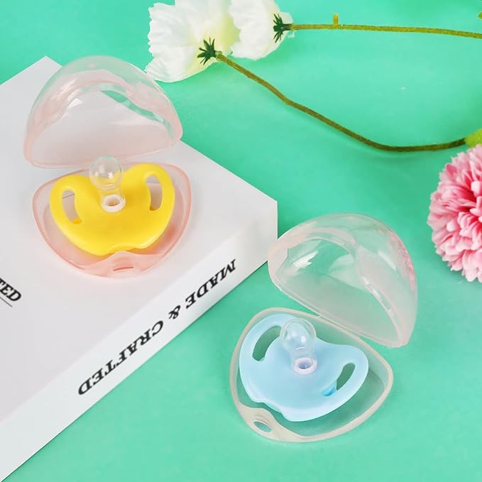 Accmor Pacifier Case, Pacifier Holder Case, Pacifier Container for Travel, BPA Free,Transparent Pink, 6 Pack