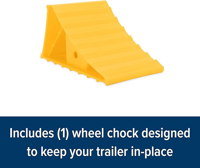 Camco Standard Wheel Chock for Trailers&RVs-Heavy Duty Trailer Wheel Chock Constructed of Durable Plastic w/UV inhibitors-for Use w/Tires Up to 26-inches-Re-Hitch in Confidence-44412,(Pack of 6)