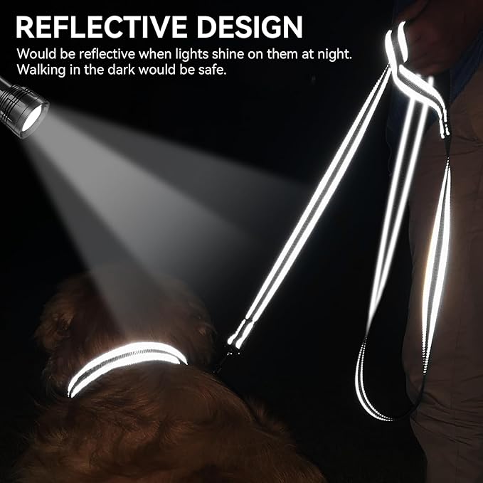 Joytale Dog Leash, 6 FT Double-Sided Reflective, Padded Handle Nylon Heavy Duty Leashes for Medium & Large Dogs Walking, Black