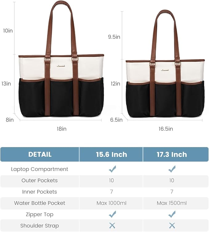 LOVEVOOK Work Tote Bag for Women, 17 lnch Laptop Bag for Women, Nurse Teacher Tote Bag, Utility Professional Computer Bag For Work/Travel/College/Daily, Large Purse Handbag With Multi Pockets