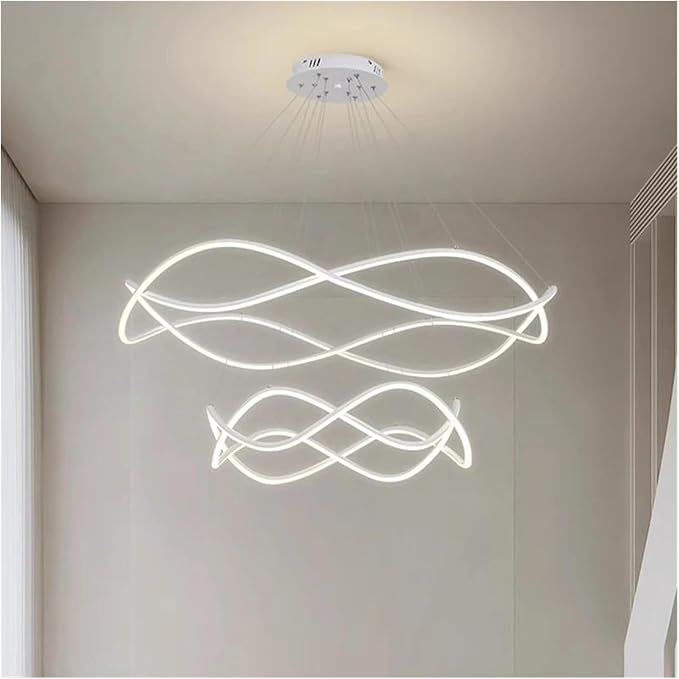 Modern Home Decor Led Lights Pendant Light Lamps for Living Room Chandeliers for Dining Hanging Indoor Lighting,Modern LED Chandelier(RC Remote dimming,White-D80 50cm)