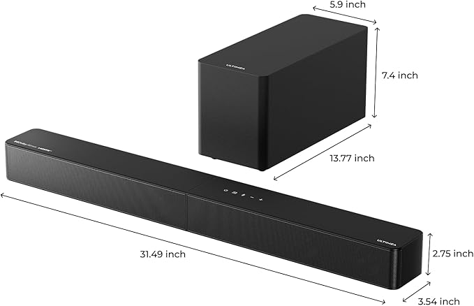 ULTIMEA 5.1CH Surround Sound Bar with Subwoofer, Dolby Atmos, VoiceMX, BassMX, APP, 300W Soundbar for Smart TV, Home Theater Surround Sound System for TV, BT 5.4, Poseidon M60 (2025 Model)