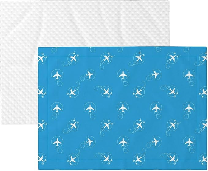 Pet Blanket for Indoor Outdoor Use, Aircraft Airplane Pattern Navy Blue, Two Sided Reversible Plush Mat with Bumpy Dot Texture for Patios Crates Portable Bed Companion