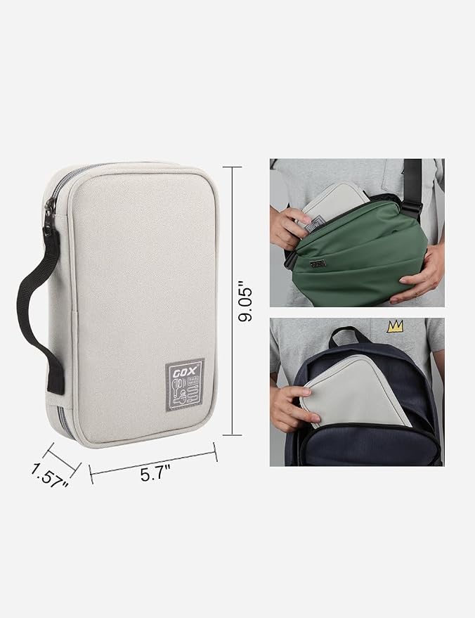GOX Cable Organizer Pouch ��� Case for Chargers and Cords, Cord Organizer Travel Black, Small Cable Organizer Bag for Earbuds & Tech Accessories(BEIGE-Large)