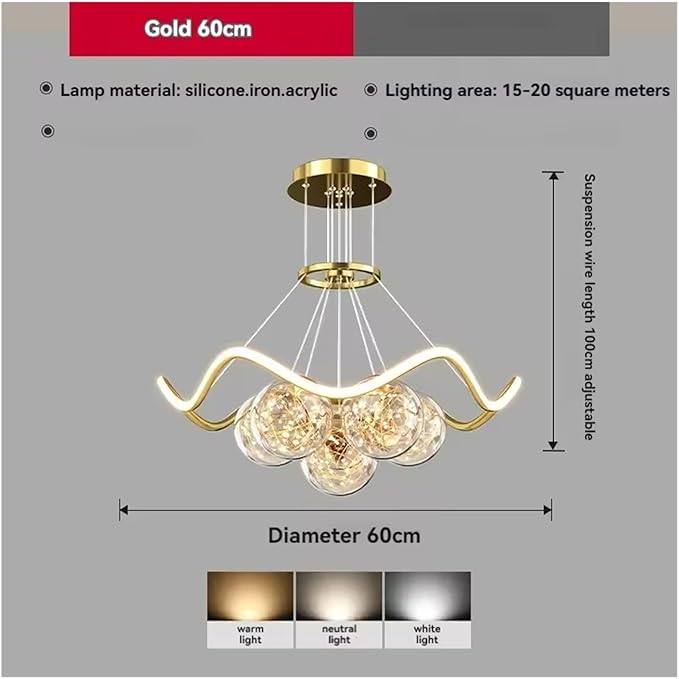 Modern Living Room Warm Bedroom Dining Room Chaner Led Indoor Lighting Nordic Creative Decorative Bright Lamps,Modern (3Color Dimmable D60cm)