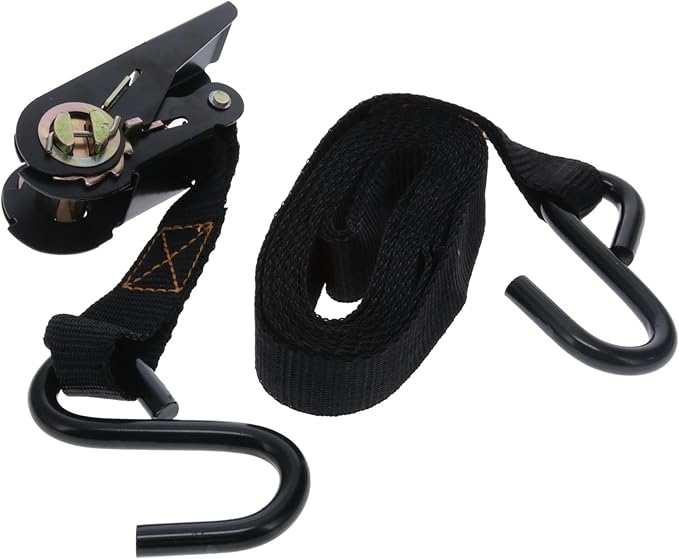 MUDDY 1" X 8' Rugged Durable Lightweight Reliable Adjustable Versatile Outdoor Treestand Ratchet Tie Down Strap with 2 Hardened Steel Hooks, 1 Pack