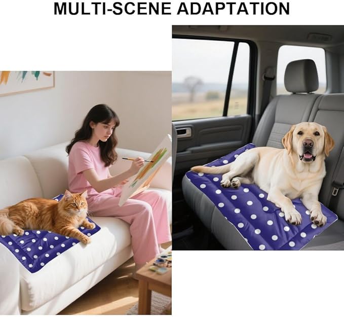 Polka Dot Blue Dog Beds and Furniture Small Dog Crate Mat Large Pads Crate Liner Pad Washable Non-Slip Beds Washable Doggie for Medium Dogs Cute Bed Mat Little Bed Indoor Outdoor 24X18 Inch