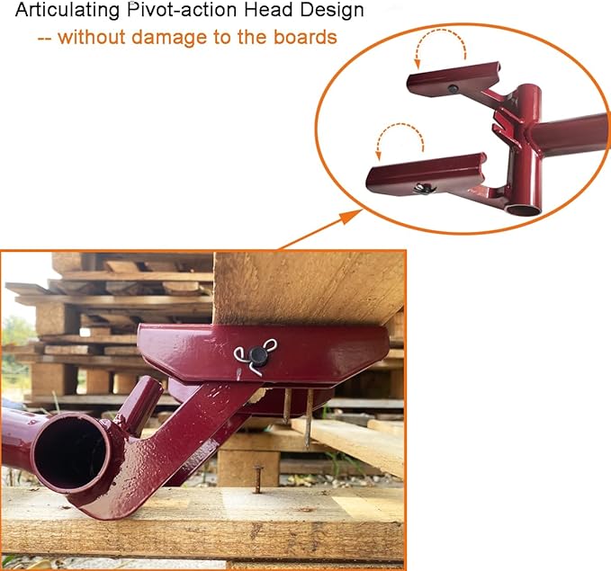 JINHAN Pallet Buster Tool with 40" Handle - Articulating Head Deck Board Removal Tool for Non-Damaging Wooden Pallet & Deck Removal, Heavy Duty Deck Wrecker Pry Bar Puller Wood Pallet Tool Breaker