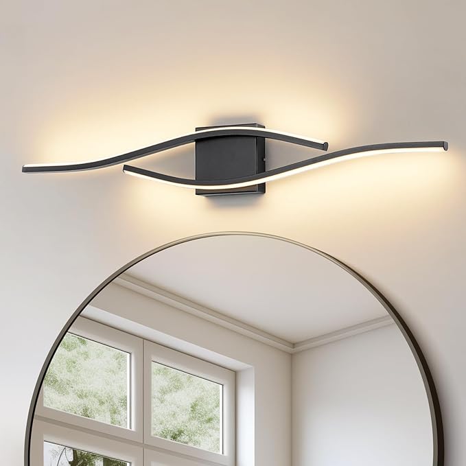 Joossnwell Bathroom Vanity Light Modern Bathroom Lighting Fixture Over Mirror 31.5 Inch Black Vanity Light Bar Dimmable 5CCT Vanity Lights Led Bath Wall Lamp