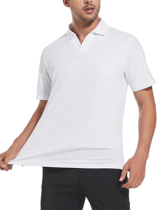 Esabel.C Jacquard Golf Shirts for Men Moisture Wicking Short Sleeve Performance Dry Fit Active Mens Polo Shirts