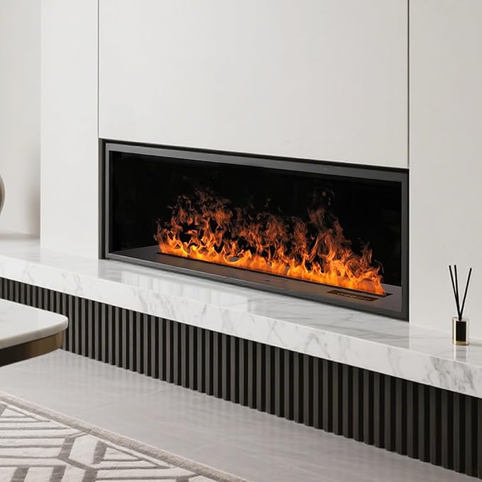 3D Water Vapor Fireplace Smart Electric Flame Decoration Steam Fireplace Humidifier W/Tap Water for Office, Home, Hotel,Restaurant(Single,39.3")
