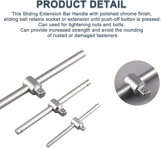 Utoolmart Socket Drive Extension Bar, 1/2-inch Sliding Bar T-handle Wrench, Universal Socket Wrench Hand Tool