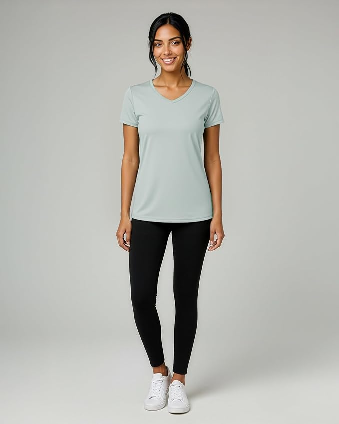 5 Pack Women's Dry Fit V Neck Workout Tops T Shirts Athletic Gym Yoga Tees | Available In Plus Size, Cooling Moisture-Wicking, Short Sleeve, Quick-Dry, Fitness, Stretch, Exercise, Running, Hiking