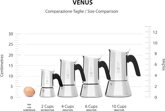 Bialetti - New Venus Induction, Stainless Steel Stovetop Espresso Coffee Maker, Suitable for all Types of Hobs, 6 Cups (7.9 Oz), Copper,Silver