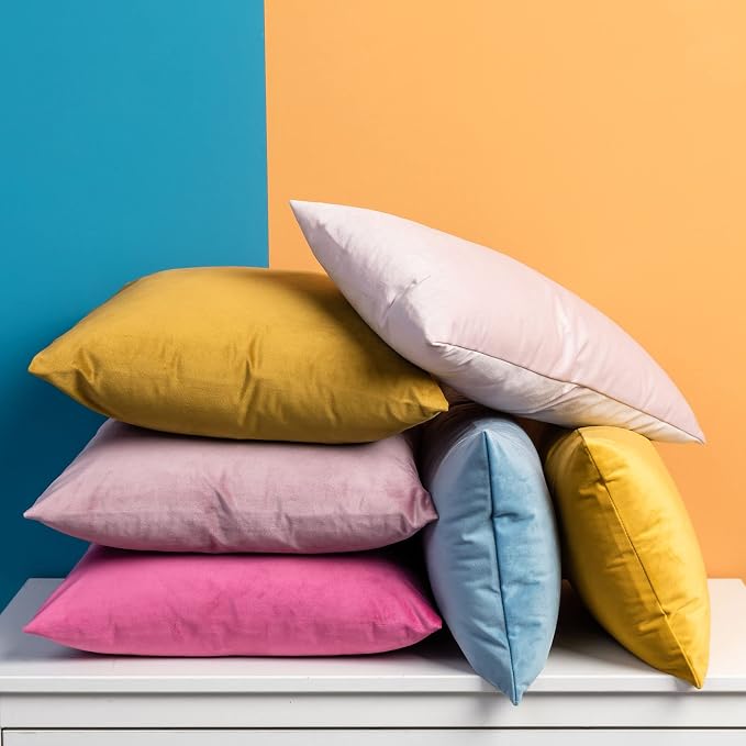 26x26 Throw Pillow Covers Decorative Velvet Couch Covers Set of 2,Gold | JUSPURBET Cozy Soft Pillowcases with Invisible Zipper for Modern Couch Sofa Bed Living Room Bedroom Home Decor