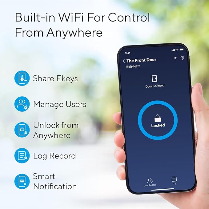 ULTRALOQ 2025 Upgrade Bolt NFC Smart Door Lock, Built-in WiFi Deadbolt 6-in-1 Keypad Keyless Entry Door Lock & Door Sensor,Auto Unlock,IP65 Waterproof,Easy Installation,BHMA Grade AAA