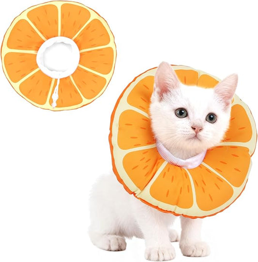 Cat Cone Collar Soft, Waterproof Cat Recovery Collar for Wound Healing After Surgery or Neutering Alternative to Elizabethan Collars Medical Neck Cone for Cats and Puppies (Orange, Small)