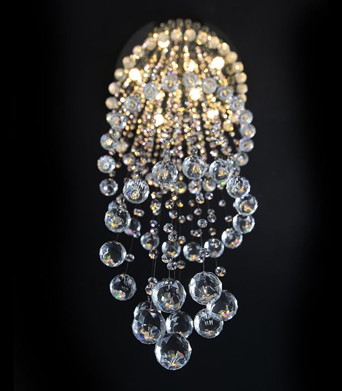 W24 x H78 Inches Crystal Glam Chandelier Long Light Chandeliers with Dimmable Light Bulbs Gold High Ceiling Pendants Light Fixtures for Foyer Entryway Living Room Stair
