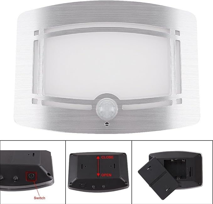 Motion Sensor Wall Lamps Battery Operated Wall Sconce Dimmable Wall Light One Pack Perfect for Hallway Stairway Closet Lighting, Silver