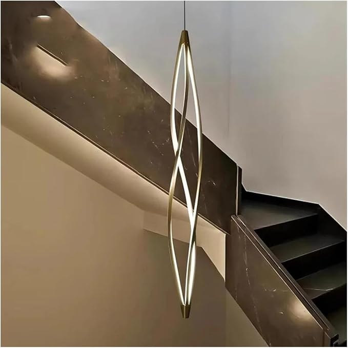 Modern Home Decor Led Lights Pendant Light Lamps Forstaircase Chandeliers for Living Room Hanging Indoor Lighting,Modern LED Chandelier(RC Remote dimming,Gold 120cm)