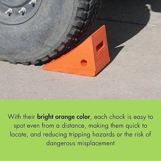 Checkers Roped Pair of Large Wheel Chocks for 27-35" Tires, Heavy Duty Wheel Chock for Semi Trucks, Utility, Tractor Trailer, 30k lb Load Capacity, Made in The USA, Polyurethane, UC1700-P